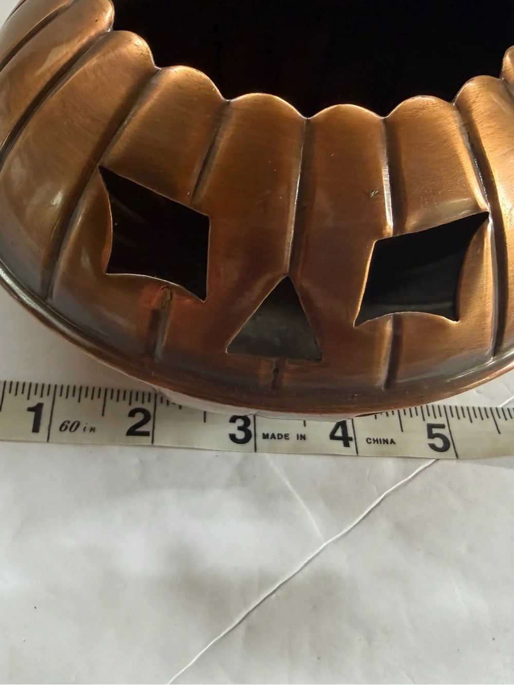 Restoration Hardware Copper Vintage Retired Jack-O-Lantern Pumpkin Bowl,